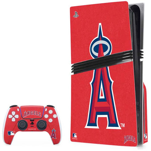 MLB Los Angeles Angels - Solid Distressed PS5 Pro Disk Bundle  Skin